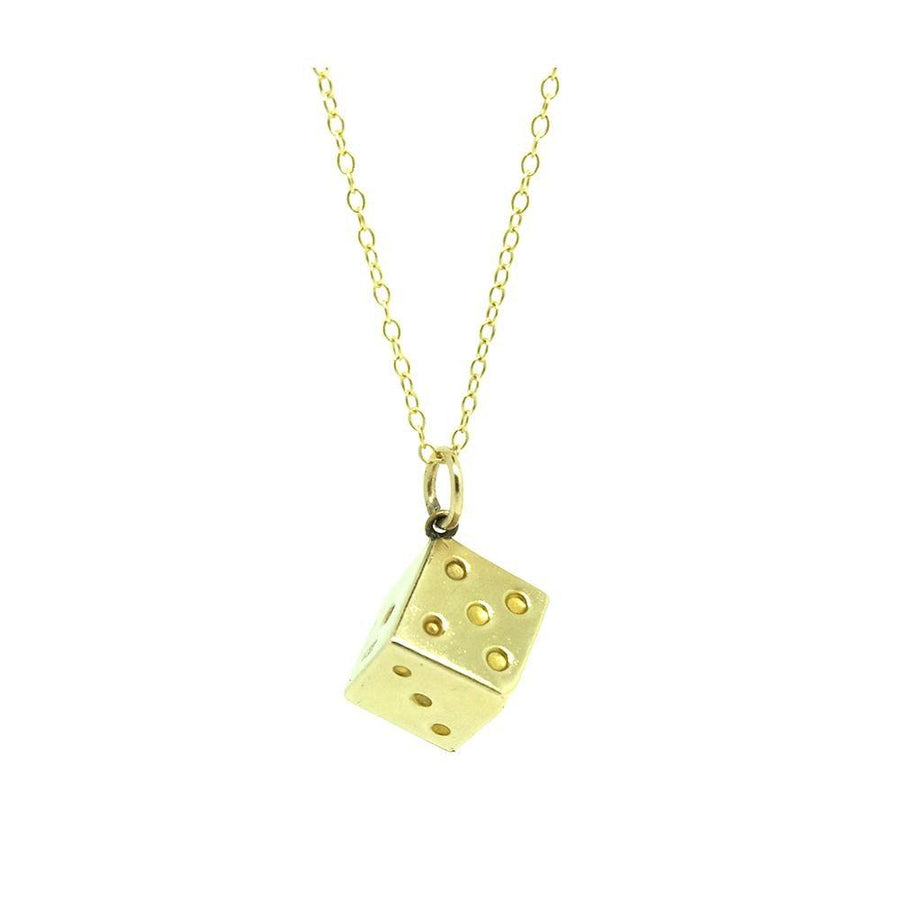 Vintage 1960s 9ct Yellow Gold Dice Charm Necklace