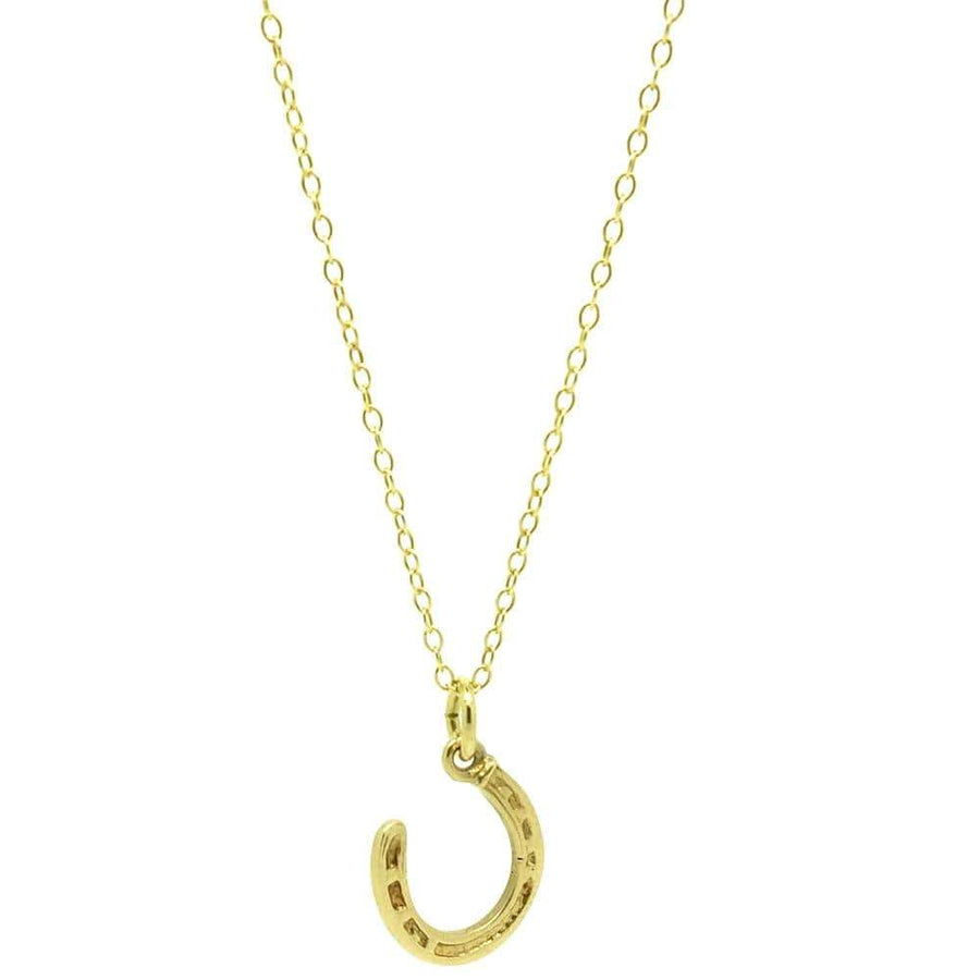 1960s Necklace Vintage 1960s 9ct Yellow Gold Horseshoe Charm Necklace