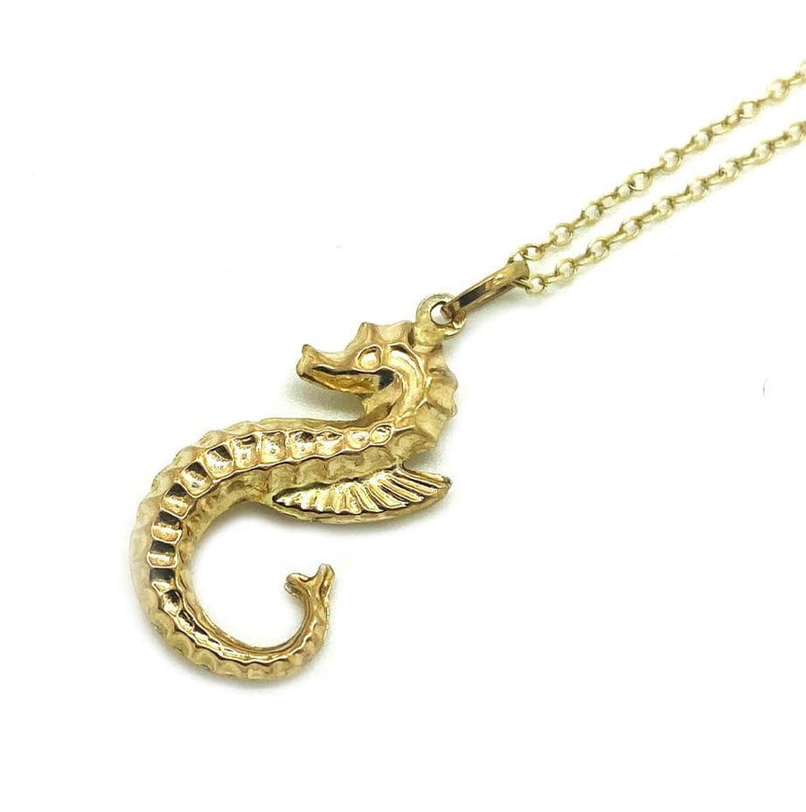 1960s Necklace Vintage 1960s 9ct Yellow Gold Sea Horse Charm Necklace