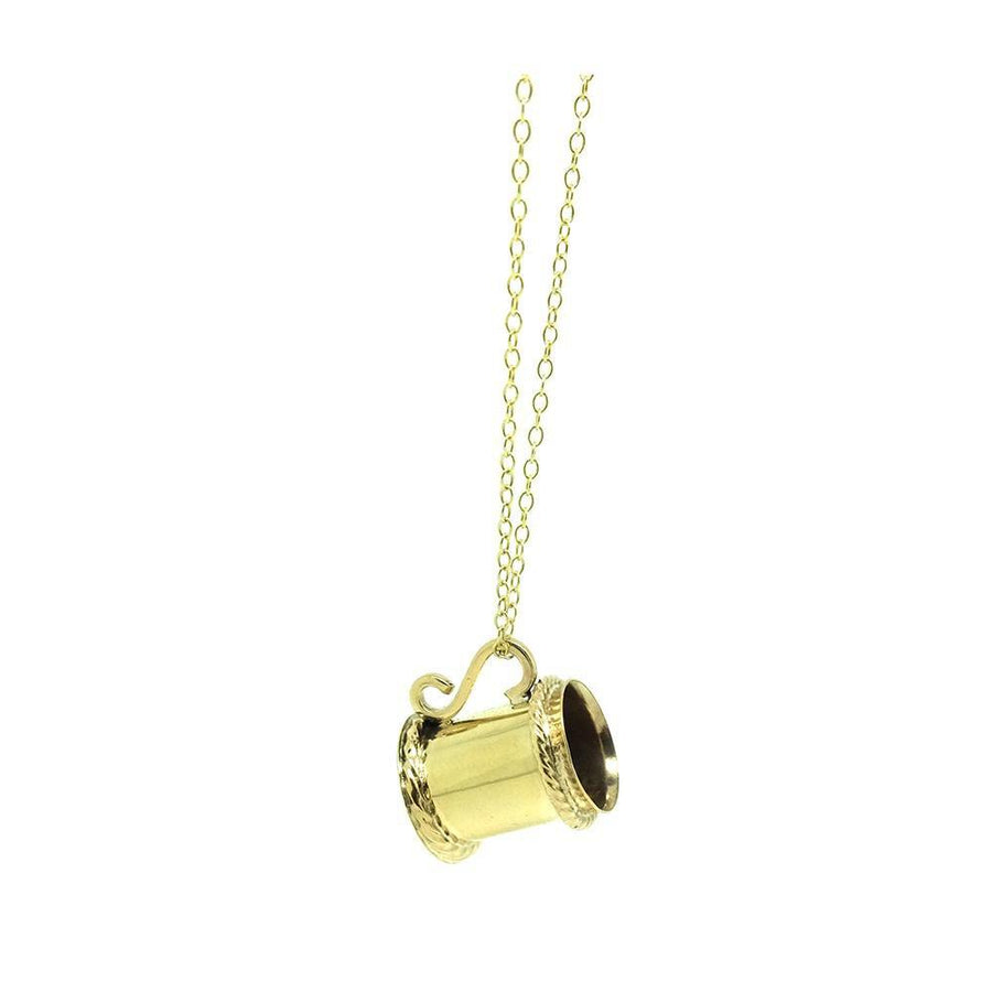 Vintage 1960s 9ct Yellow Gold Tankard Charm Necklace