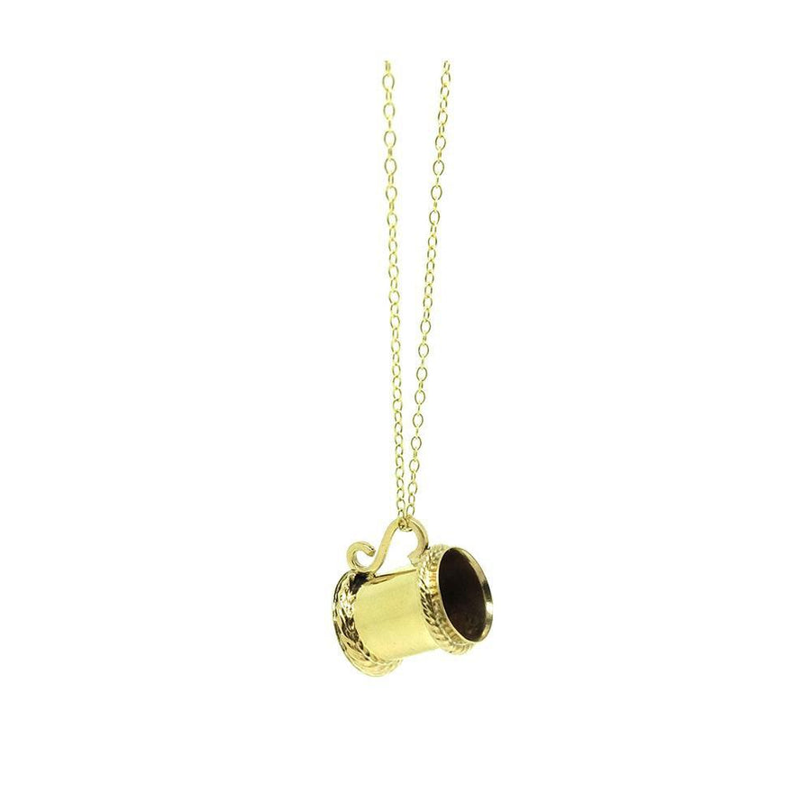 Vintage 1960s 9ct Yellow Gold Tankard Charm Necklace