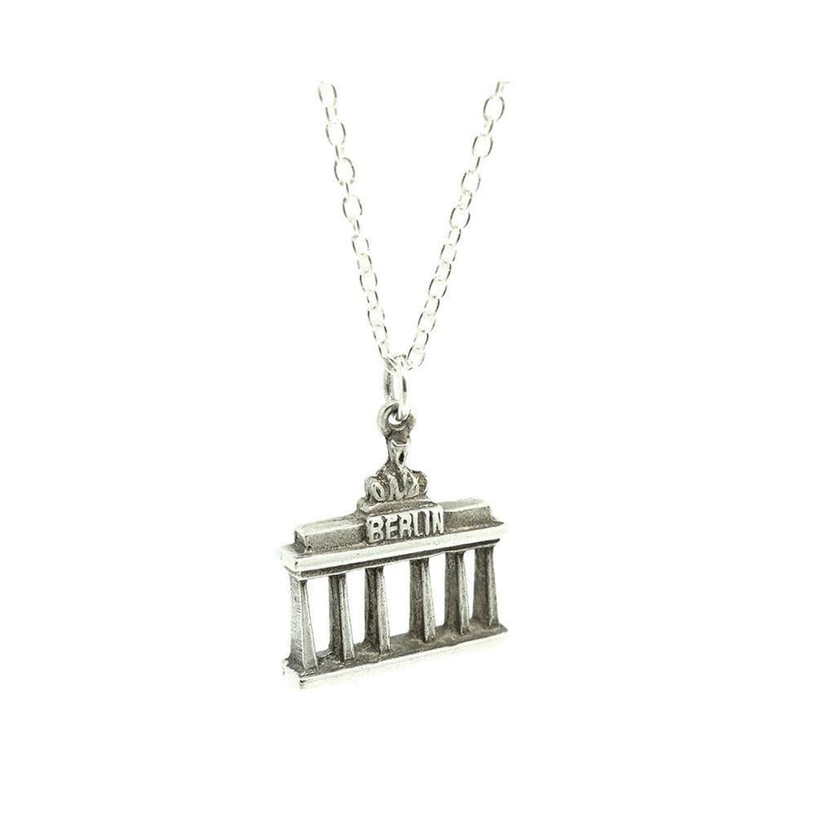 Vintage 1960s Berlin Brandenburg Gate Silver Charm Necklace