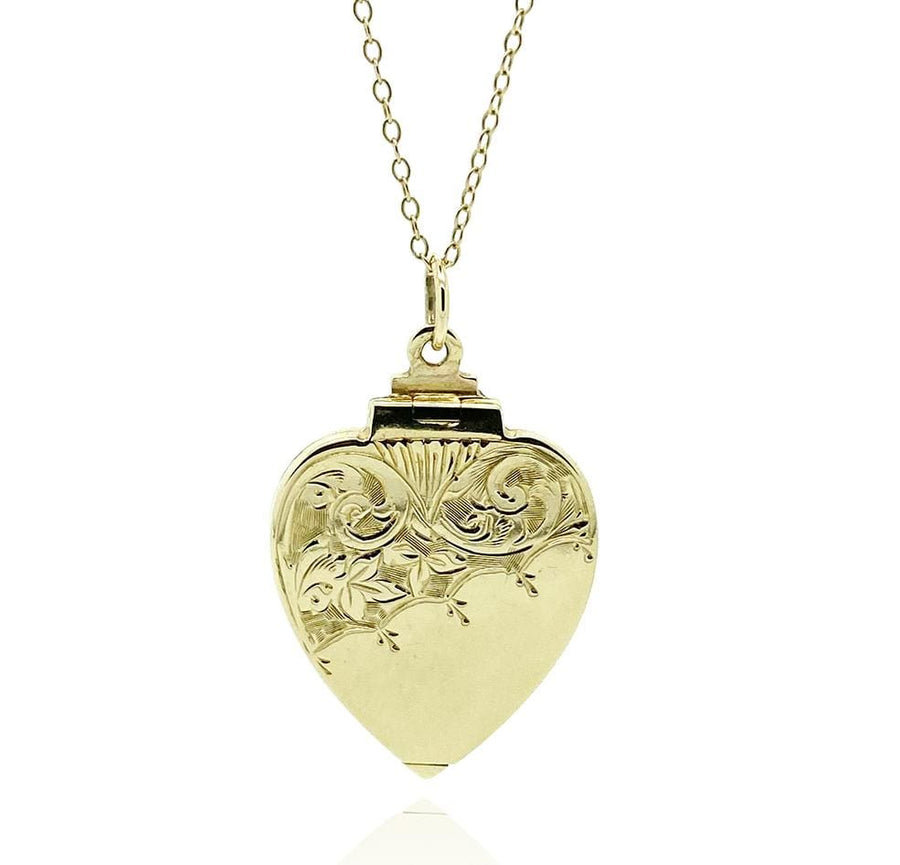 1960s Necklace Vintage 1960s Ornate Heart Locket Necklace