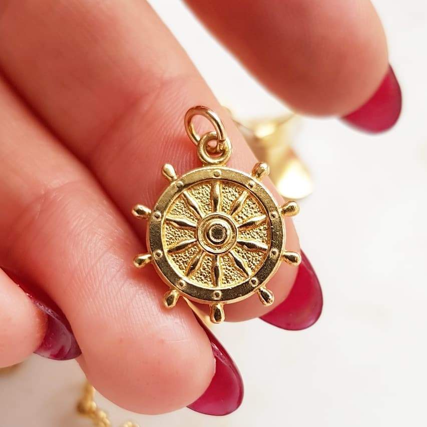 1960s Necklace Vintage 1960s Ships Wheel Charm Necklace