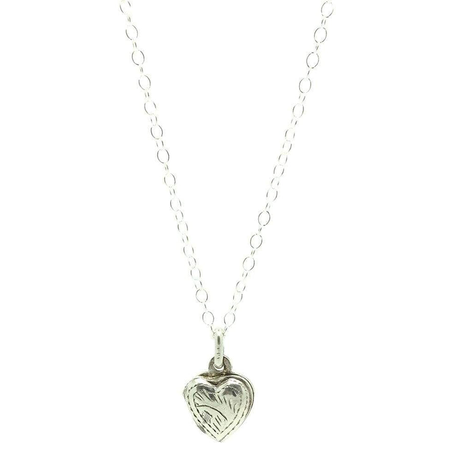 1960s Necklace Vintage 1960s Silver Heart Engraved Locket Necklace