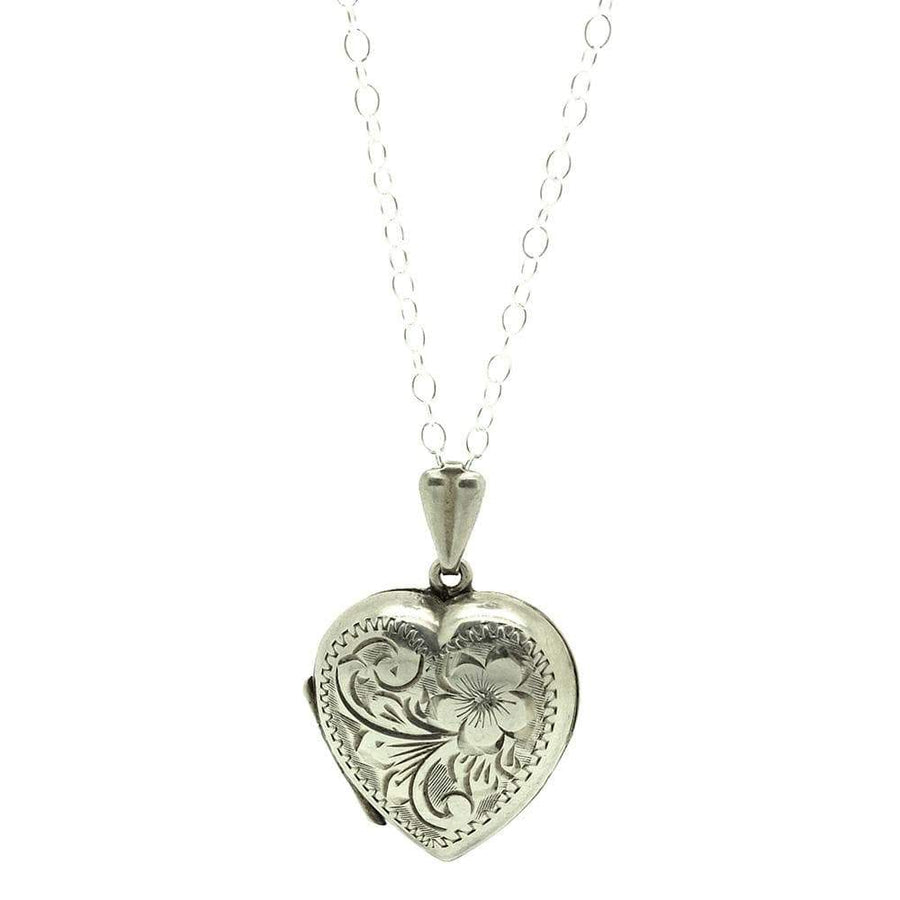 1960s Necklace Vintage 1960s Silver Heart Locket Necklace