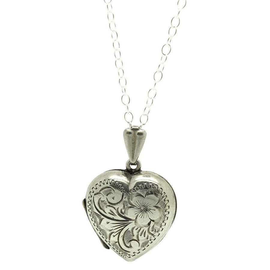 1960s Necklace Vintage 1960s Silver Heart Locket Necklace