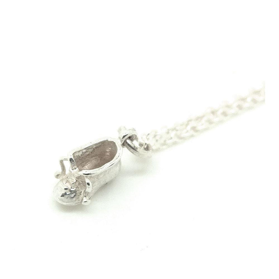 Vintage 1960s Sterling Silver Baby Shoe Charm Necklace