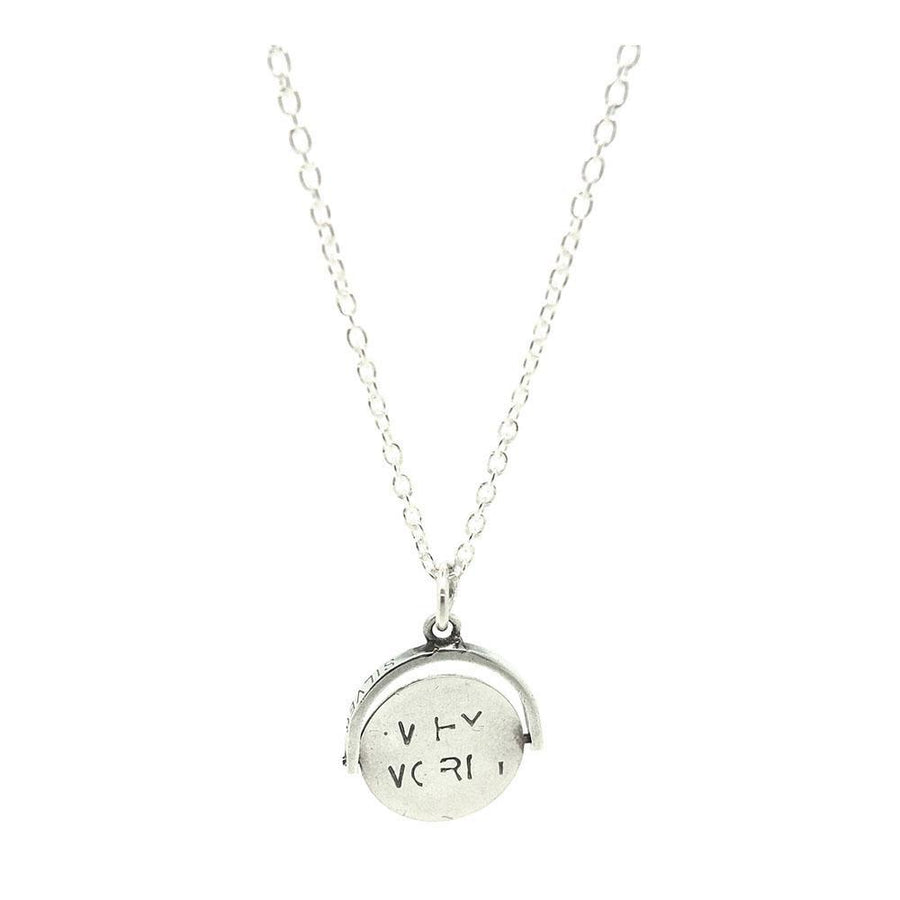 Vintage 1960s 'Why Worry' Sterling Silver Spinner Charm Necklace