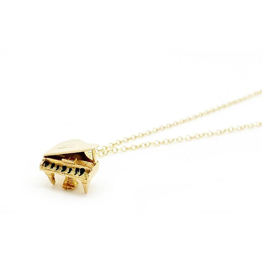 1960s Necklace Vintage 1969 9ct Gold Piano Charm Necklace