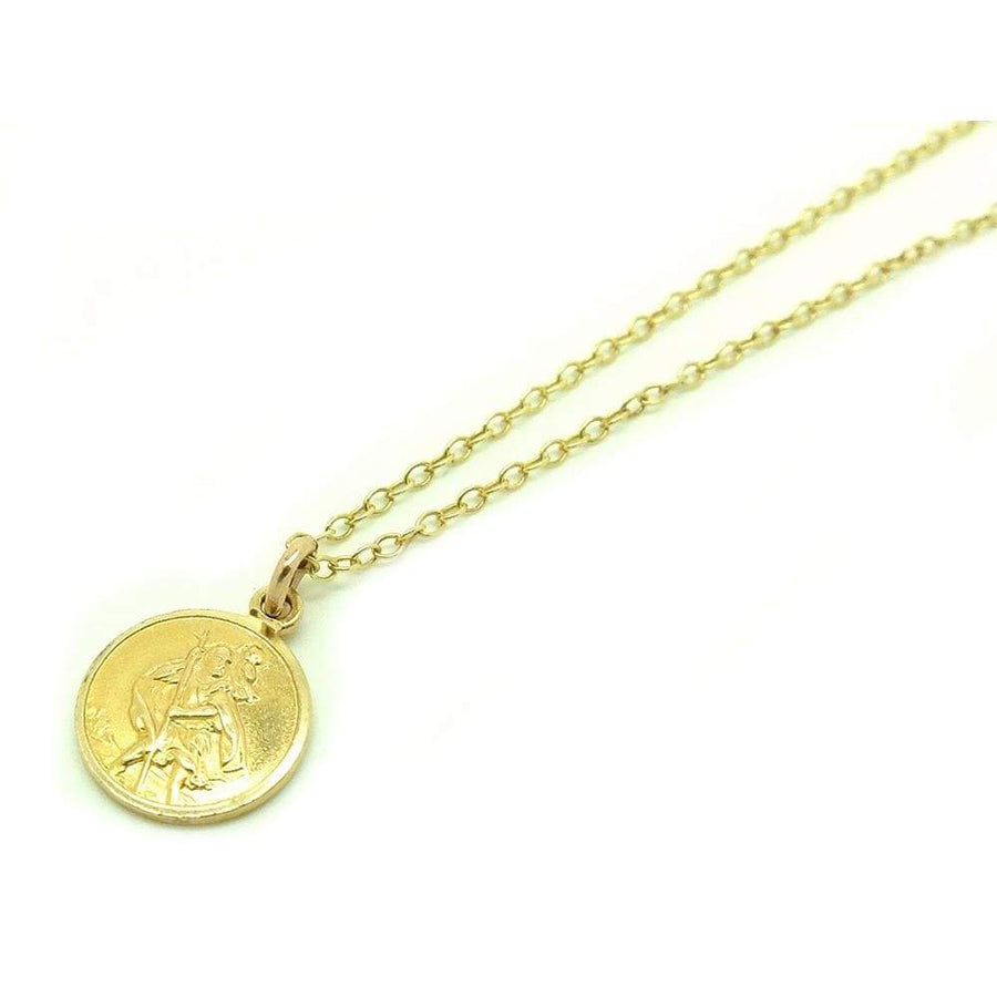 1960s Necklace Vintage St Christopher 9ct Gold Charm Necklace
