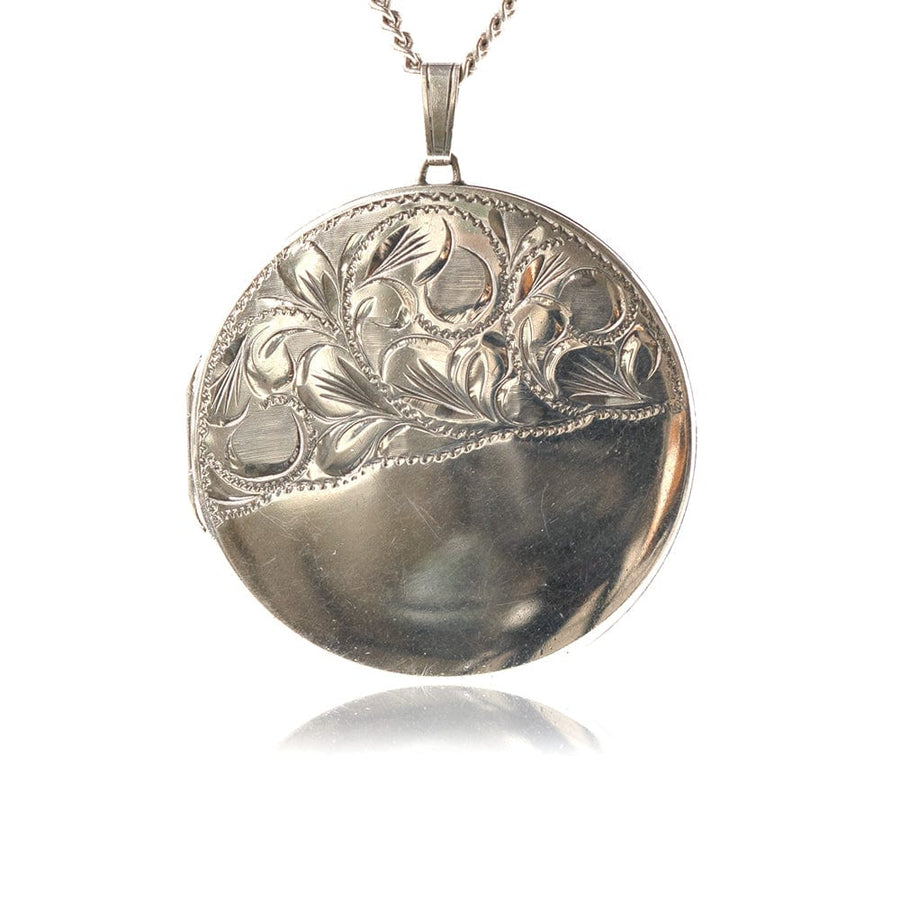 1960s Necklaces Vintage 1960s Large Silver Round Silver Locket Necklace Mayveda Jewellery