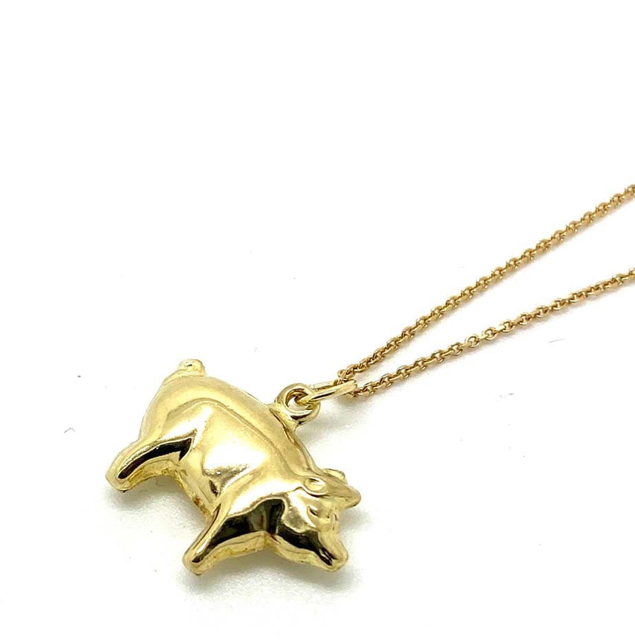 1960s Necklaces Vintage 1960s Lucky 9ct Gold Pig Charm Necklace Mayveda Jewellery
