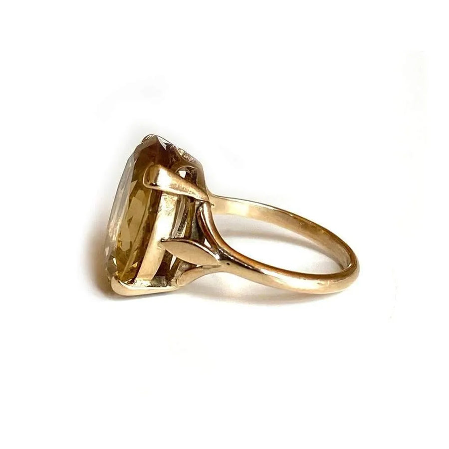 Vintage 1960s Citrine 9ct Gold Cocktail Ring - Mayveda Jewelry