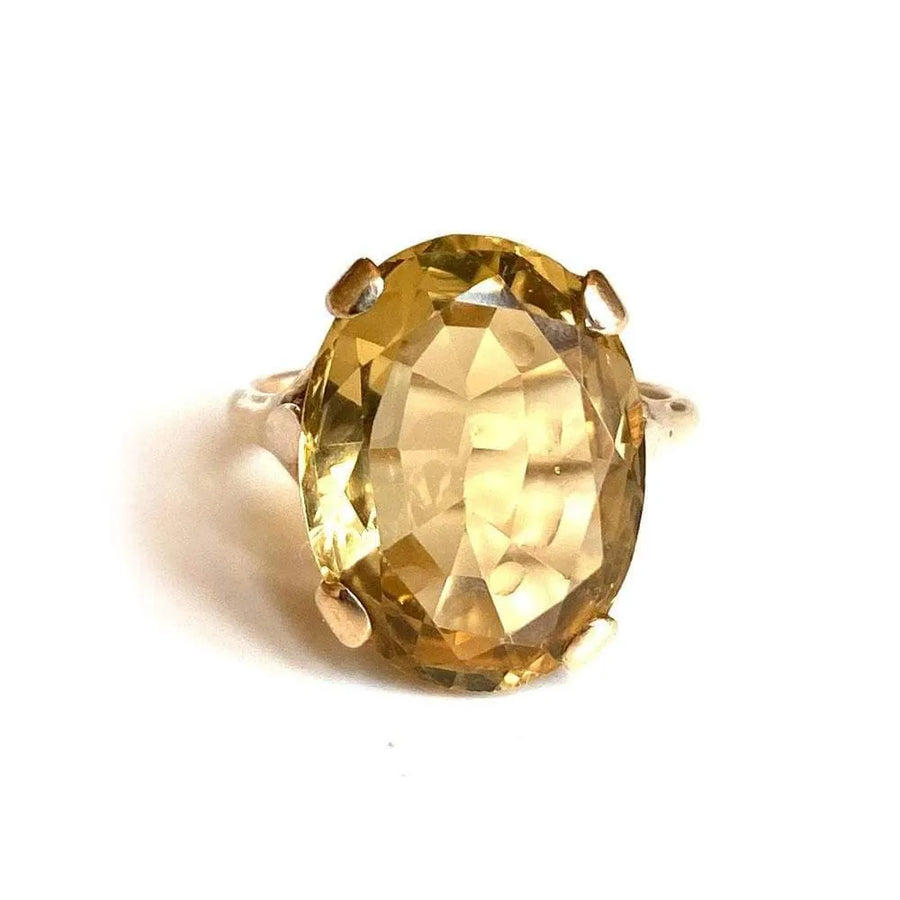 Vintage 1960s Citrine 9ct Gold Cocktail Ring - Mayveda Jewelry