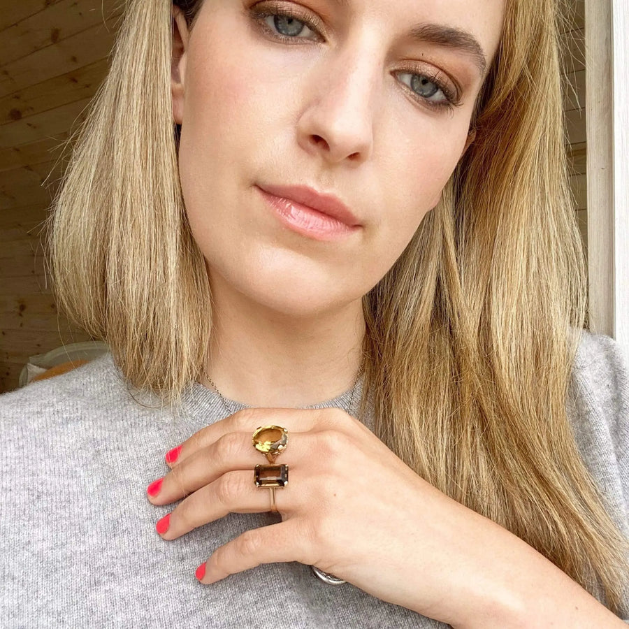 Vintage 1960s Citrine 9ct Gold Cocktail Ring - Mayveda Jewelry