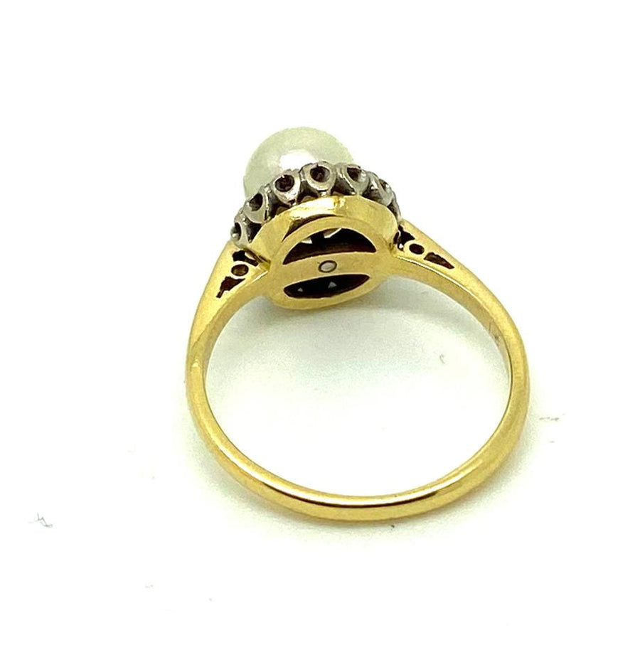 Vintage 1960s Diamond Pearl 18ct Gold Ring