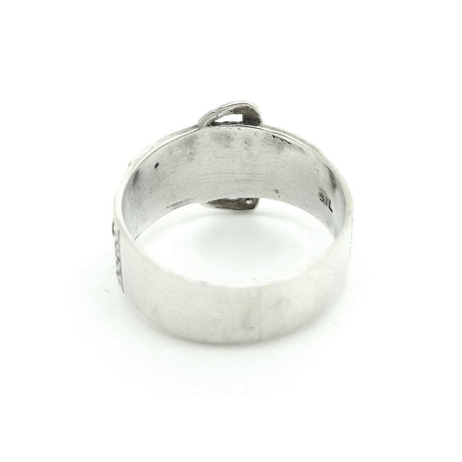Vintage 1960s Silver Belt Ring | R / 8.5