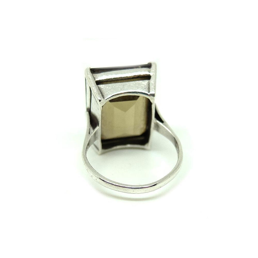Vintage 1960s Smokey Quartz Silver Ring