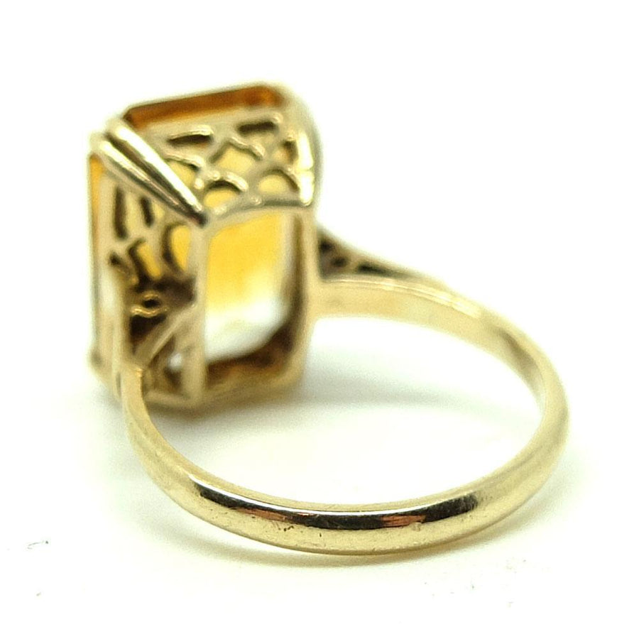 Vintage 1965 Citrine 9ct Gold Gemstone Ring