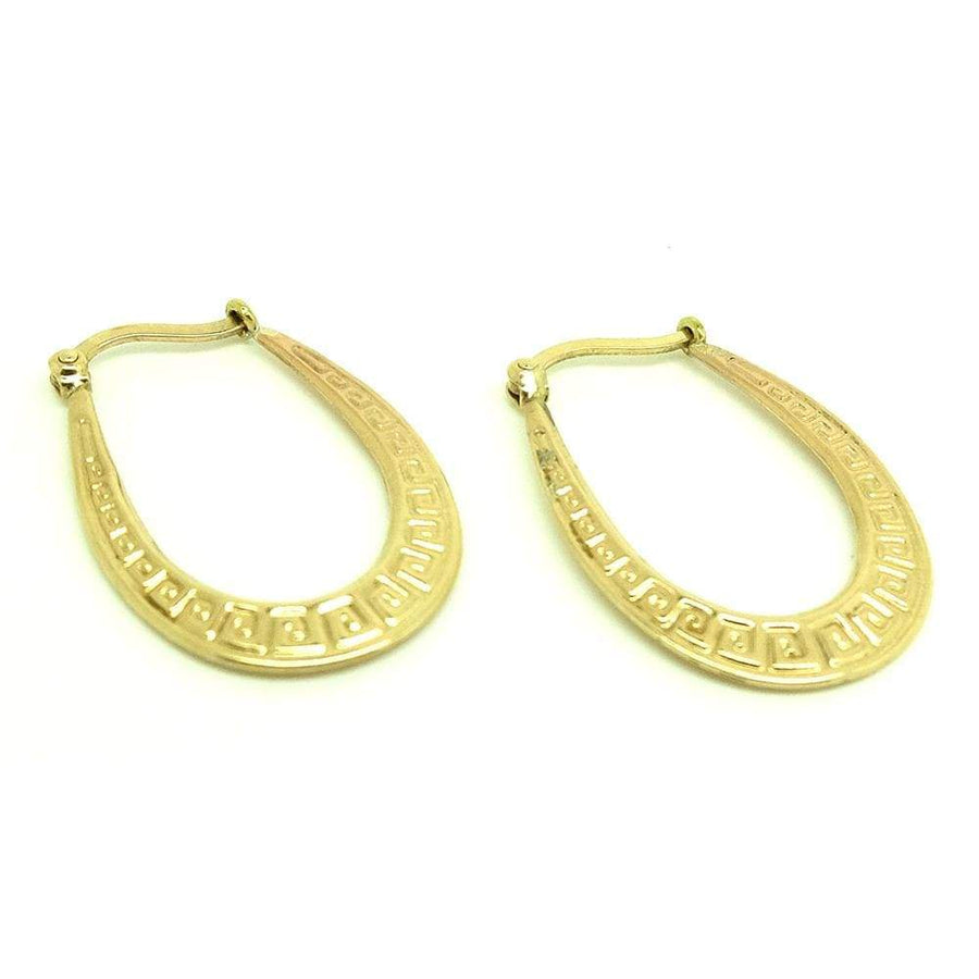 1970s Earrings Vintage 1970s 9ct Meander Gold Hoop Earrings