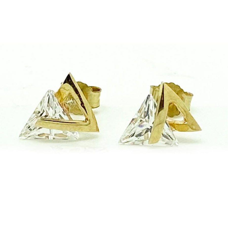 1970s Earrings Vintage 1970s Triangular 9ct Gold Stud Earrings