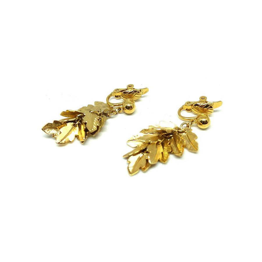 Vintage 1970s Trifari Gold Plated Leaf Clip on Earrings