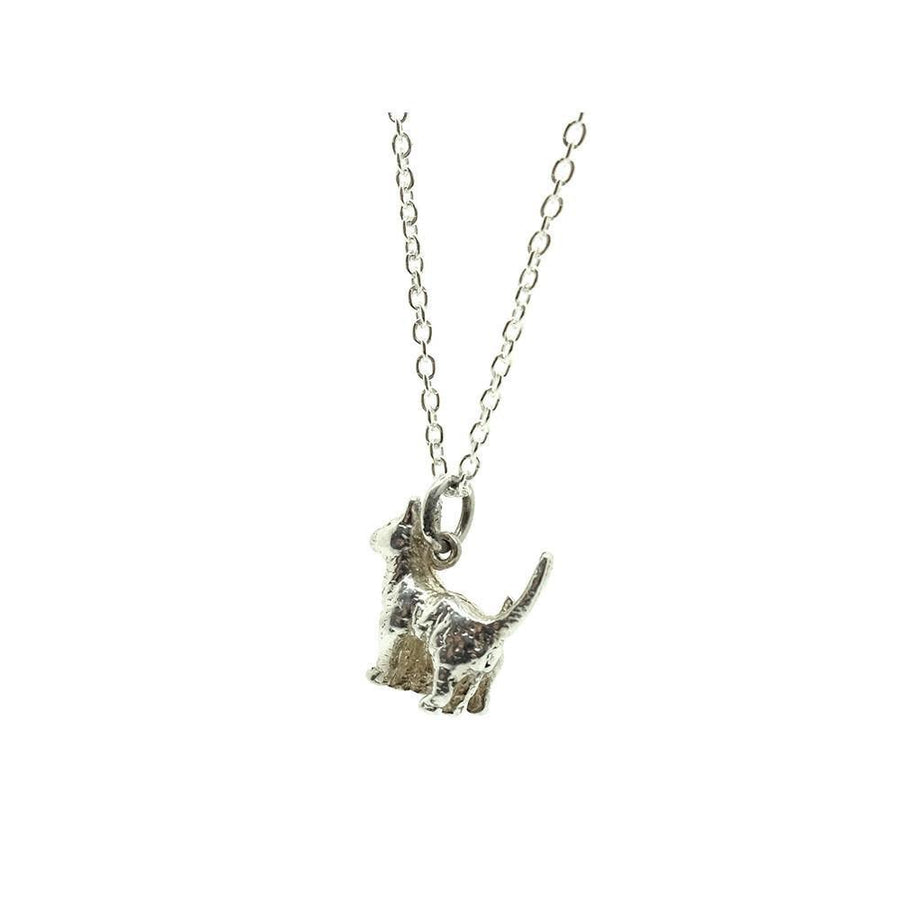 Vintage 1970's Cat & Kitten Sterling Silver Charm Necklace