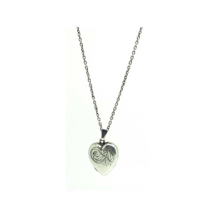 Vintage 1970's Silver Heart Locket Necklace
