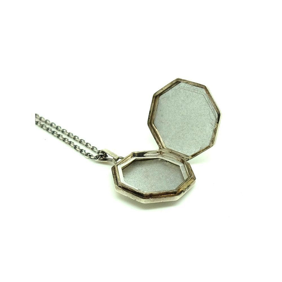 Vintage 1970's Silver Octagon Locket Necklace