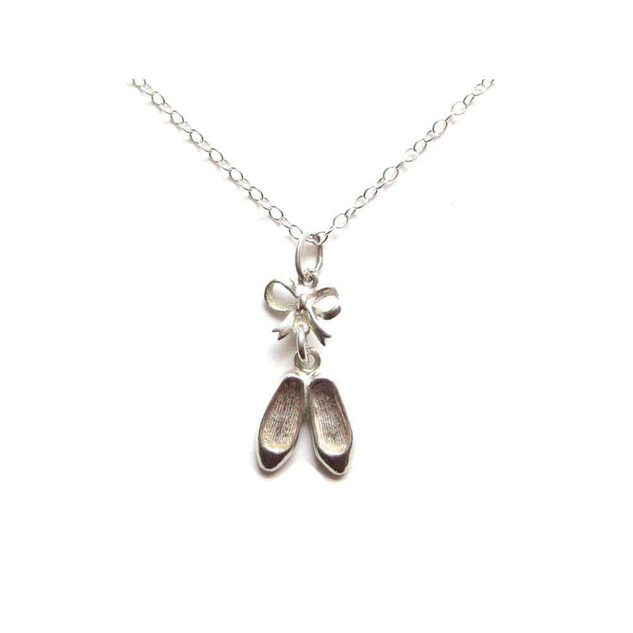 Vintage 1970's Sterling Silver Ballet Shoes Charm Necklace