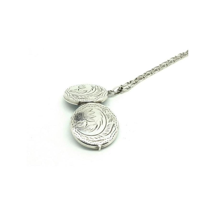 Vintage 1970's Sterling Silver Oval Locket Necklace