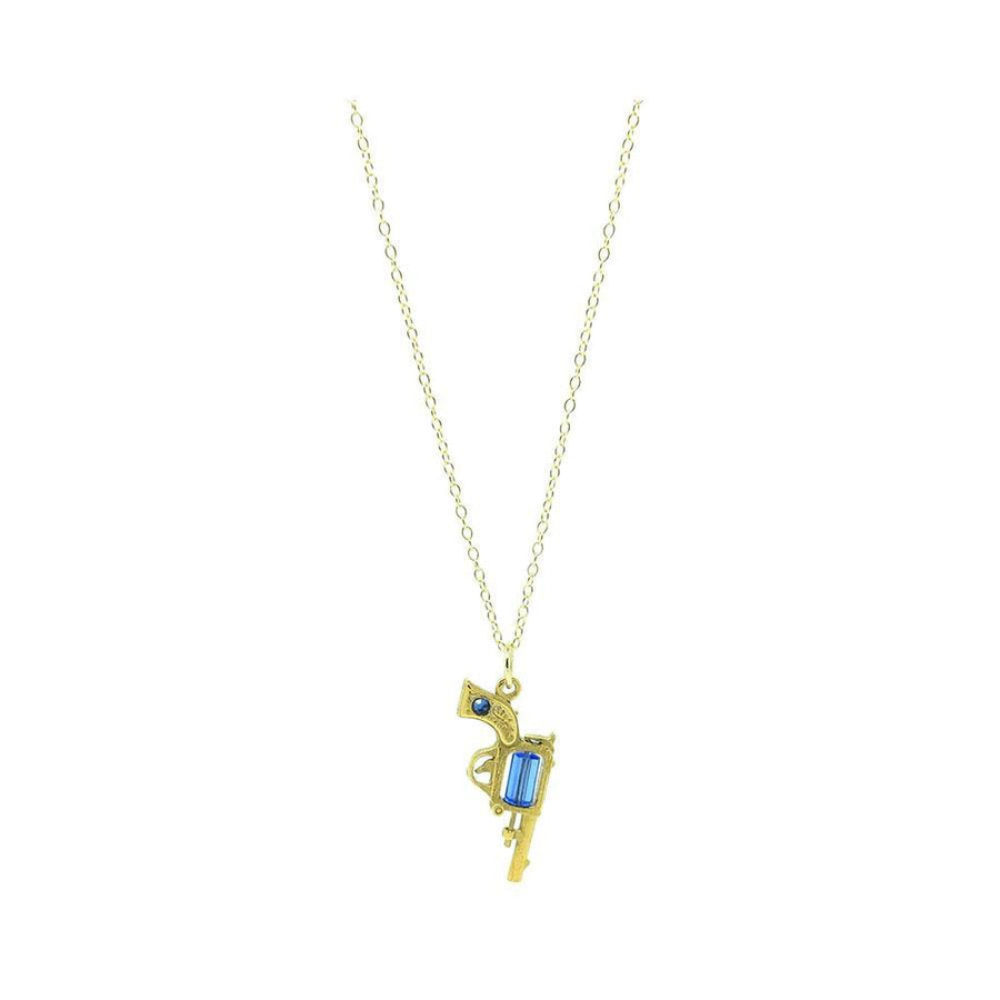Vintage 1970s 9ct Gold Plated Gun Charm Necklace