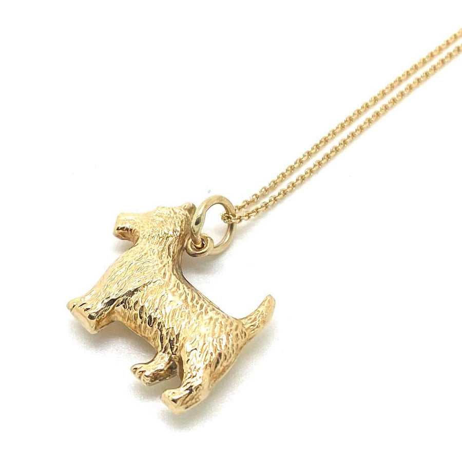 1970s Necklace Vintage 1970s 9ct Gold Scottie Dog Charm Necklace Mayveda Jewellery