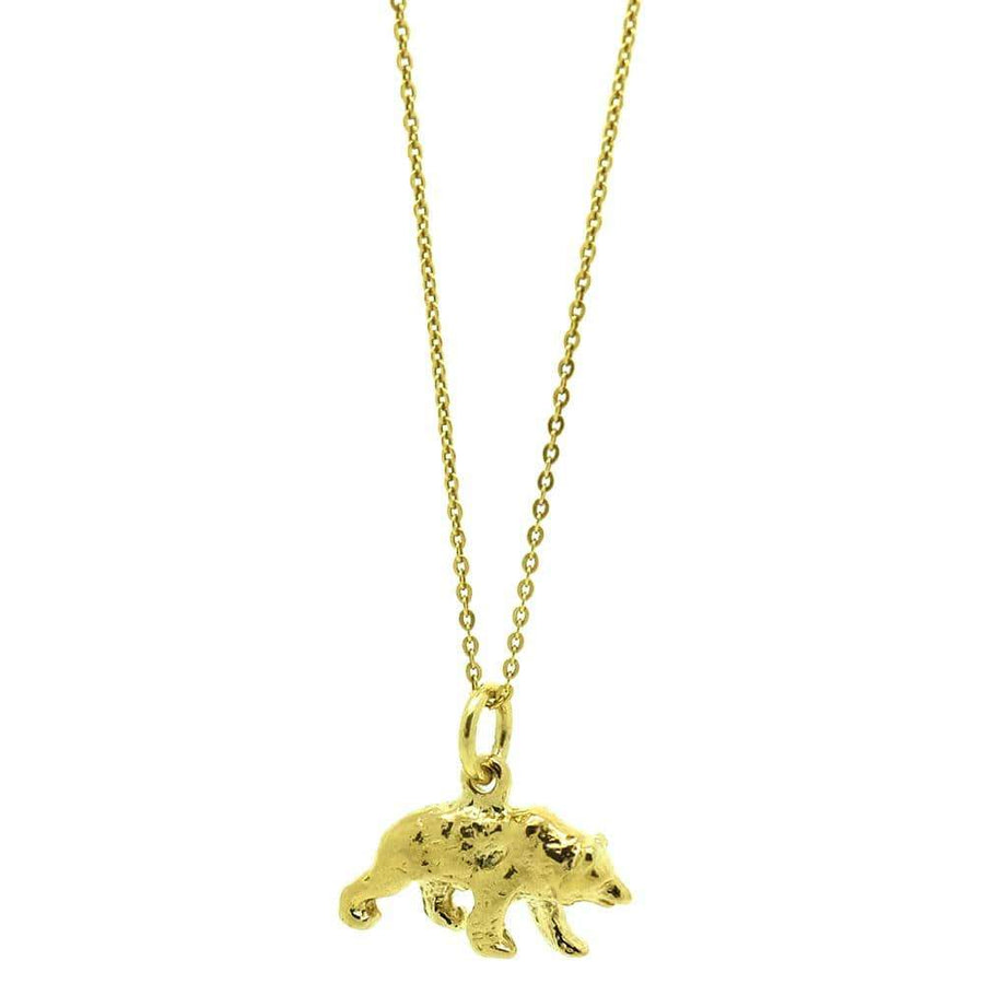 Reserved - Vintage 1970s 9ct Gold Vermeil Bear Charm Necklace