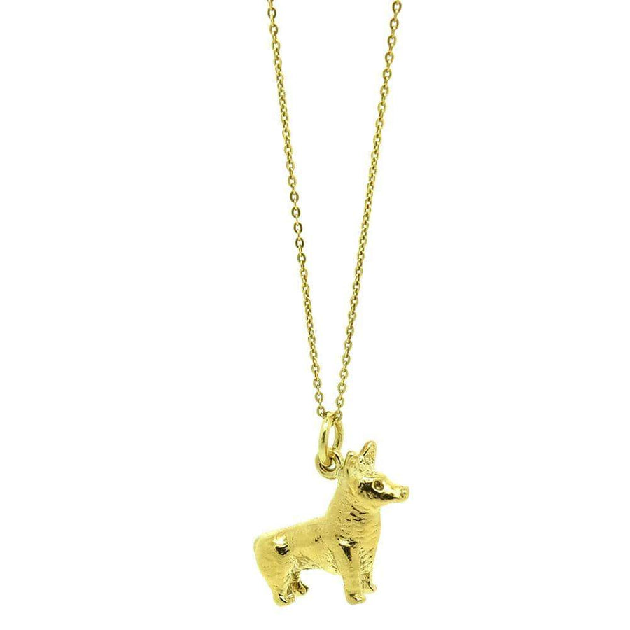 Vintage 1970s 9ct Gold Vermeil Cogi Dog Charm Necklace