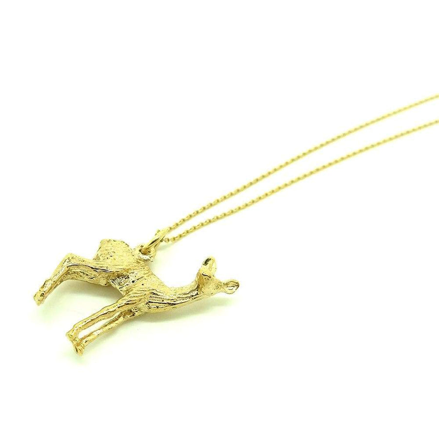 Vintage 1970s 9ct Gold Vermeil Deer Charm Necklace