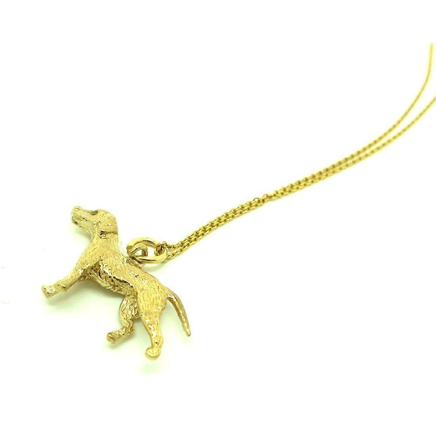 Vintage 1970s 9ct Gold Vermeil Labrador Dog Charm Necklace