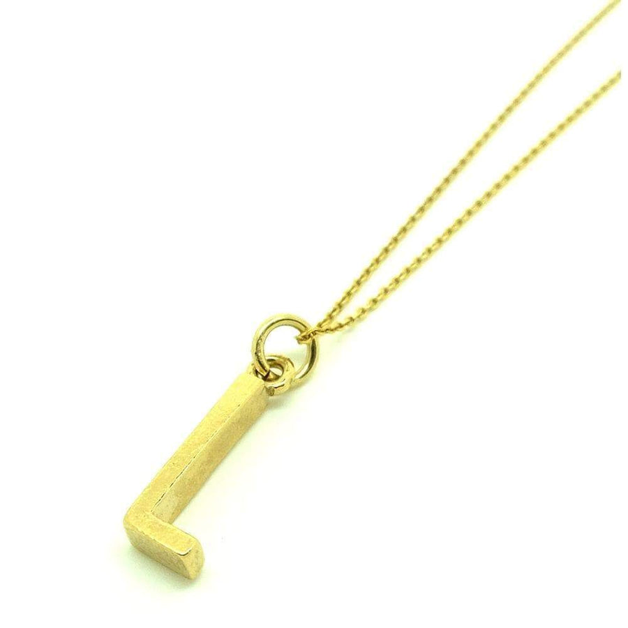 Vintage 1970s 9ct Gold Vermeil Letter 'L' Charm Necklace