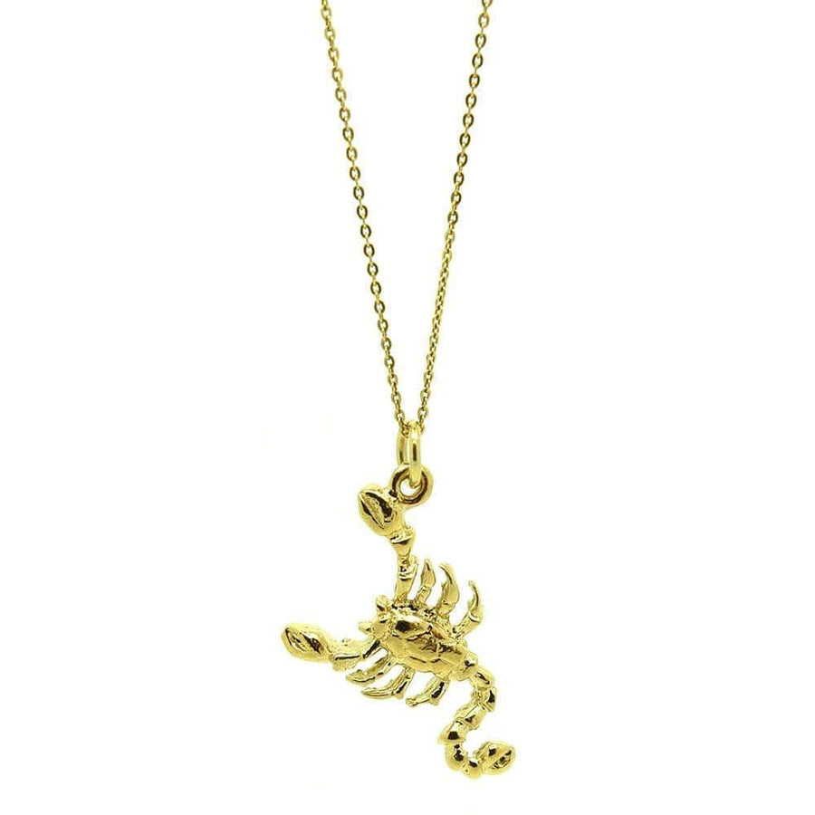 Vintage 1970s 9ct Gold Vermeil Scorpion Charm Necklace