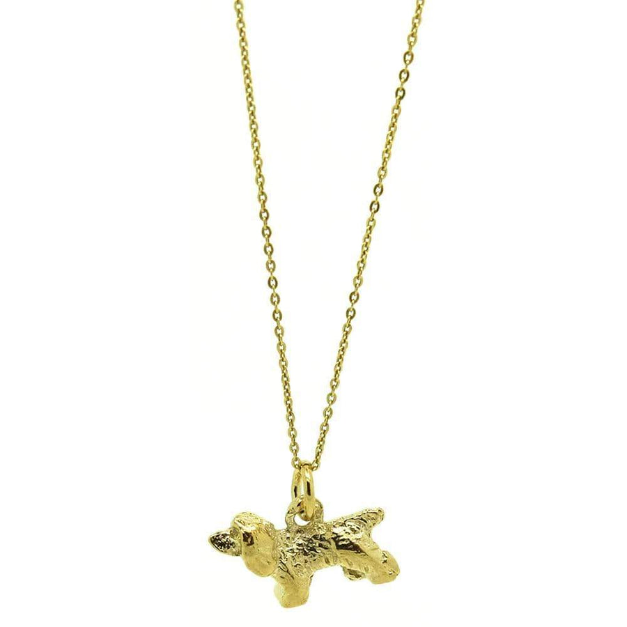 Vintage 1970s 9ct Gold Vermeil Spaniel Dog Charm Necklace