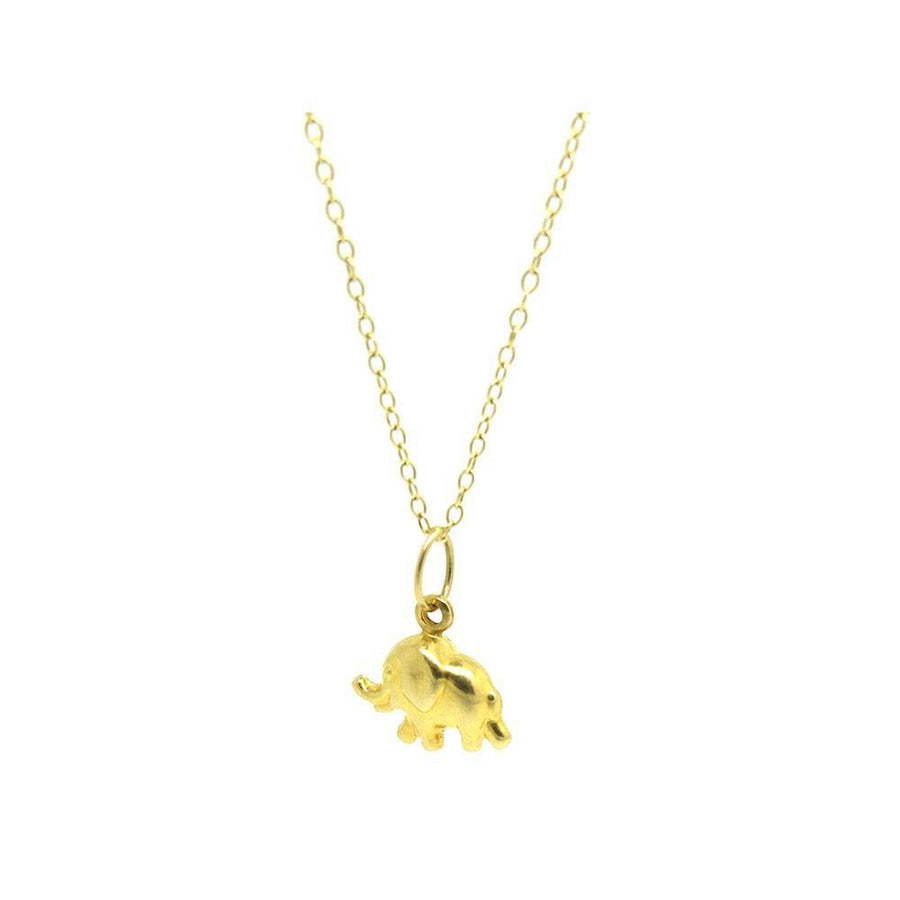 Vintage 1970s 9ct Yellow Gold Elephant Charm Necklace