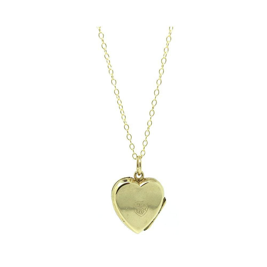 Vintage 1970s 9ct Yellow Gold Heart Locket Necklace