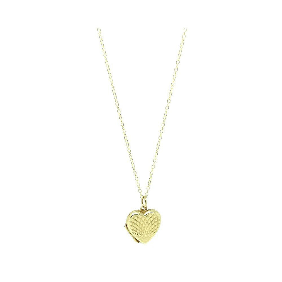 Vintage 1970s 9ct Yellow Gold Heart Locket Necklace