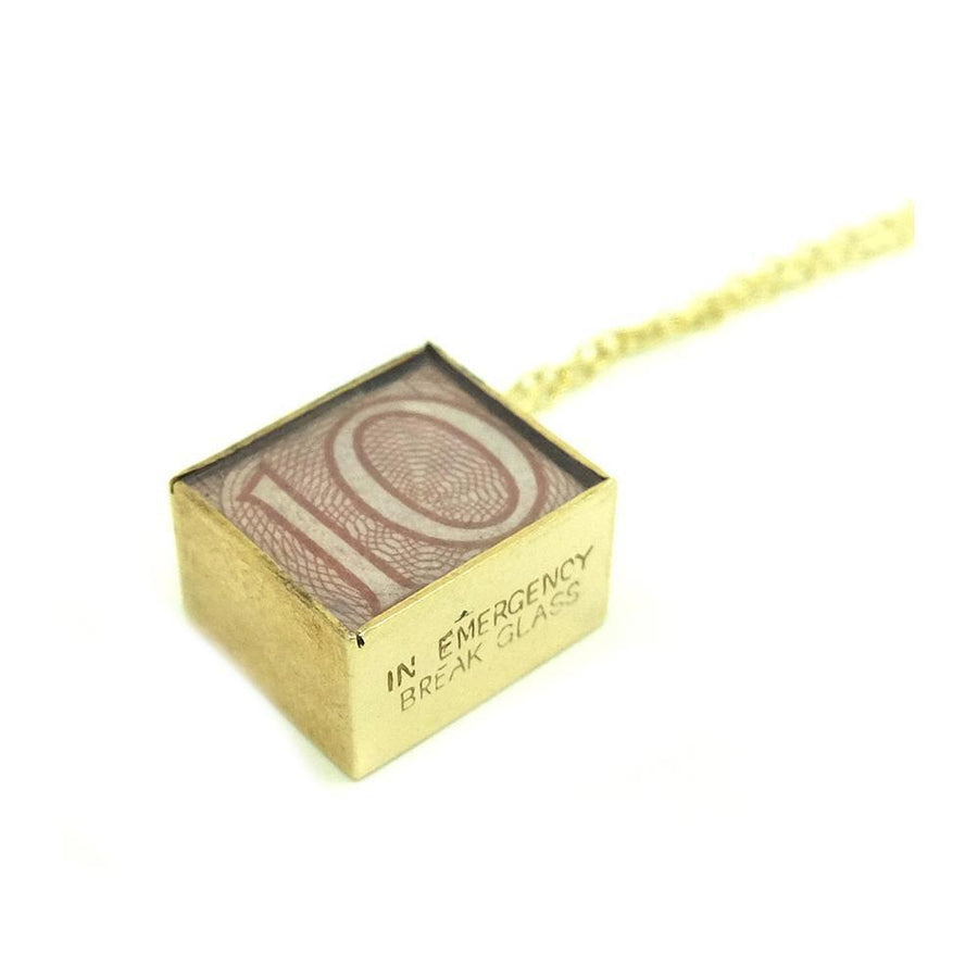 Vintage 1970s Emergency Money Ten Shilling Note Charm Necklace
