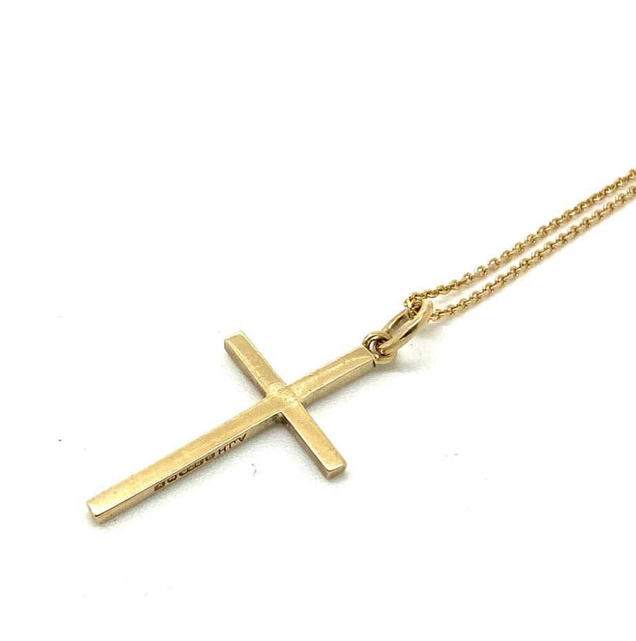 1970s Necklace Vintage 1970s Engraved 9ct Gold Cross Necklace Mayveda Jewellery