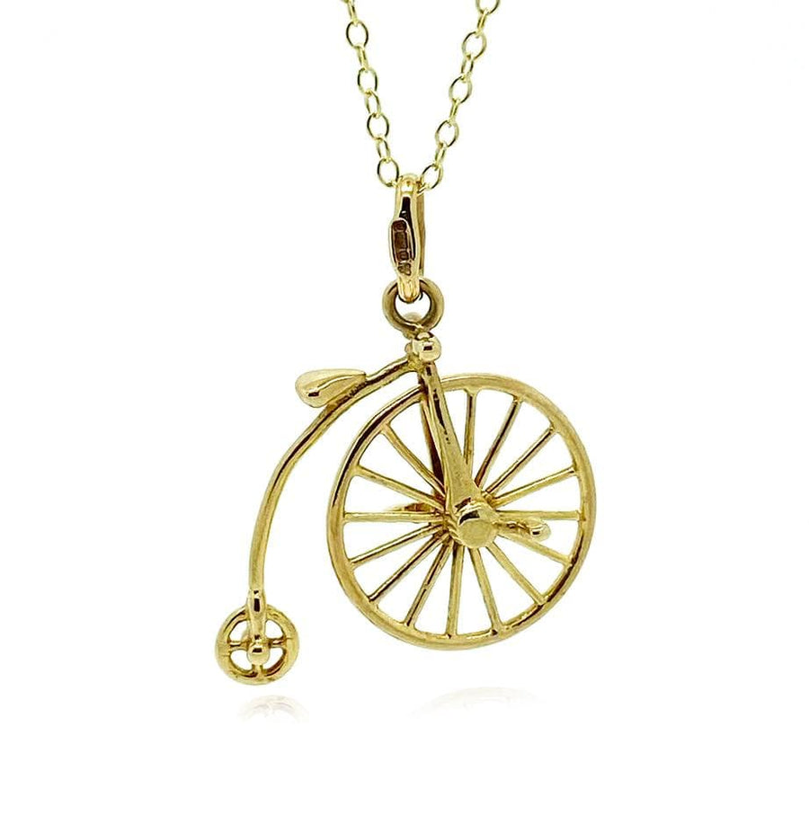 1970s Necklace Vintage 1970s Italian Unoarrre 9ct Gold Penny Farthing Bike Charm Necklace