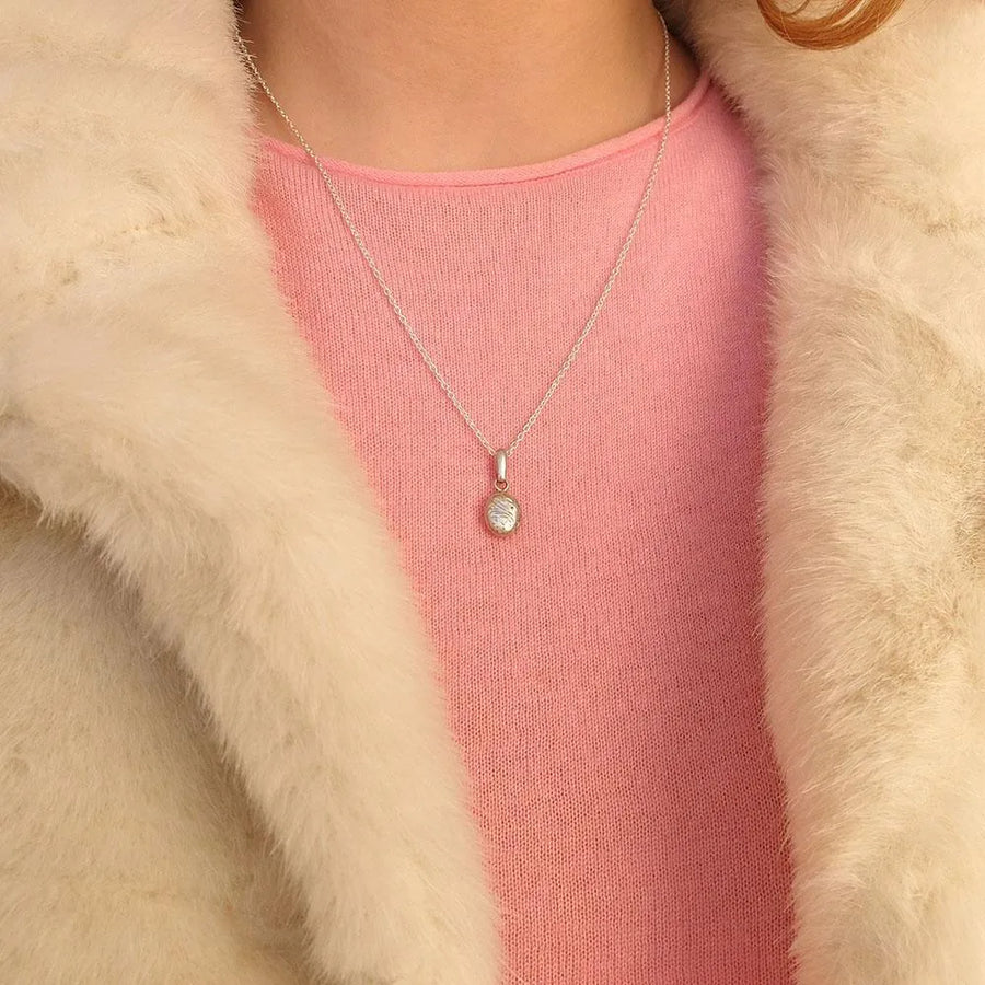 Vintage 1970s Mini Sterling Silver Locket Necklace