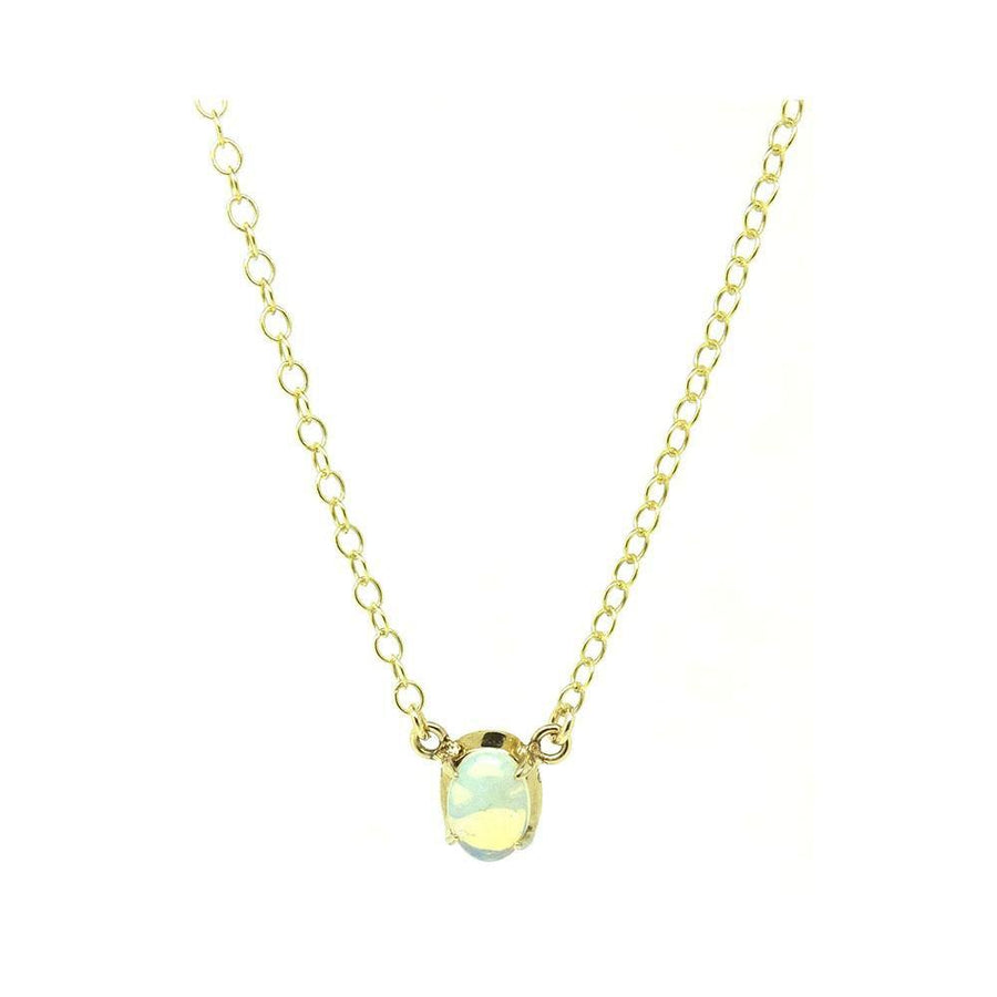 Vintage 1970s Opal 9ct Yellow Gold Tiny Necklace