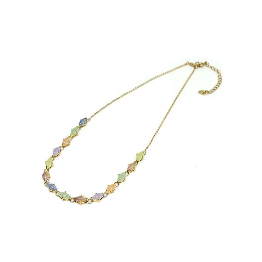 Vintage 1970s Pastel Monet Earring & Necklace Set